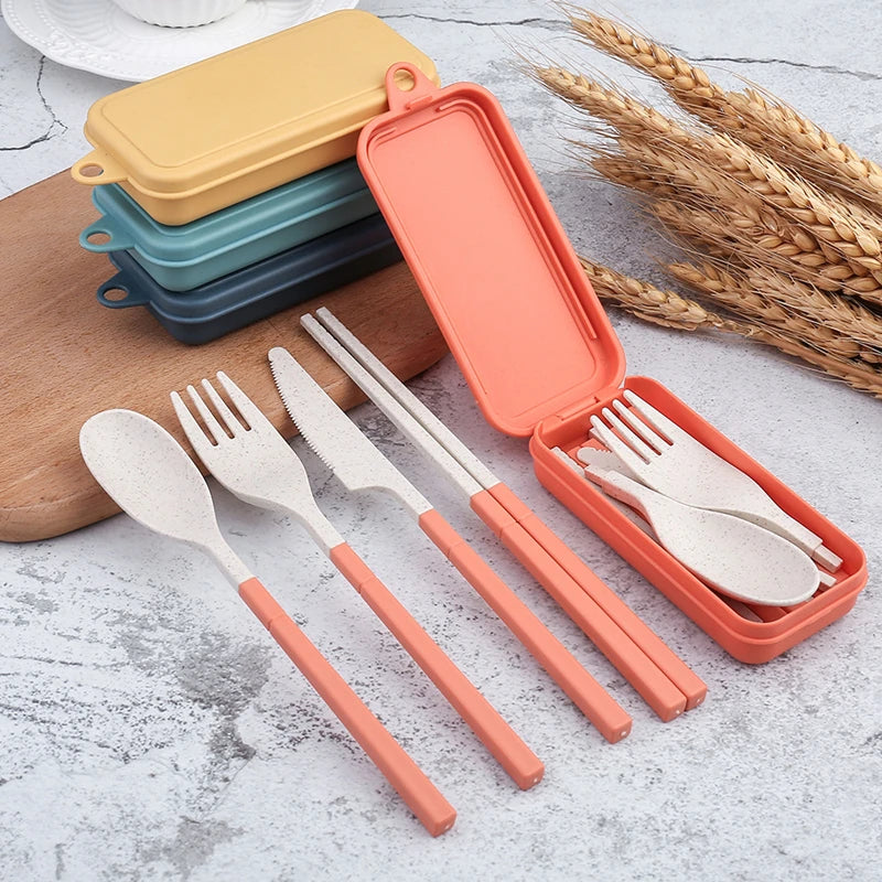 Eco-Friendly Wheat Straw Portable Tableware Set