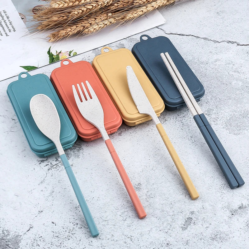 Eco-Friendly Wheat Straw Portable Tableware Set